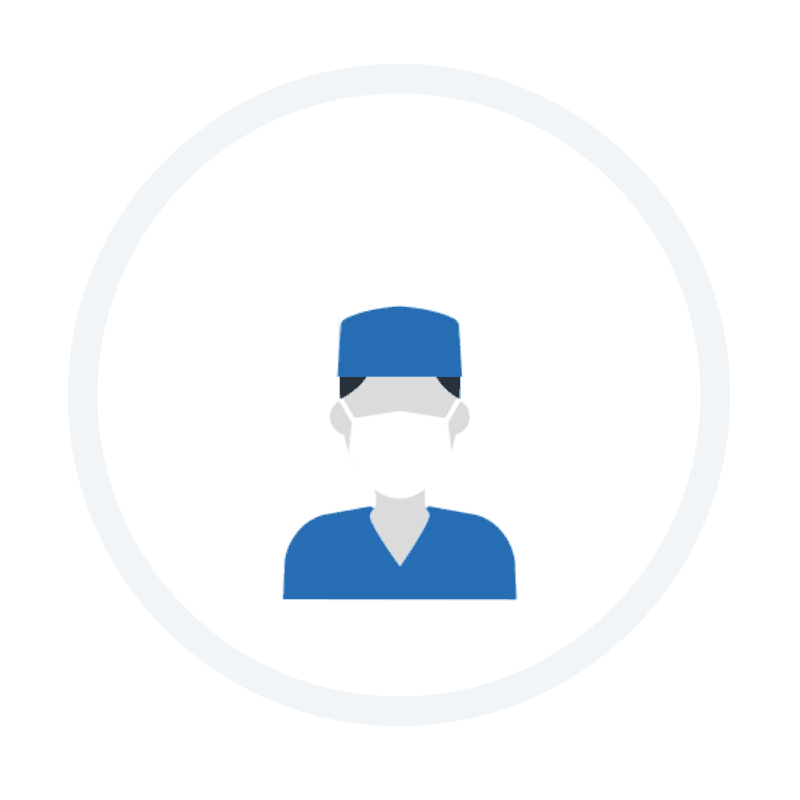 masked medical professional with skytron light icon in motion