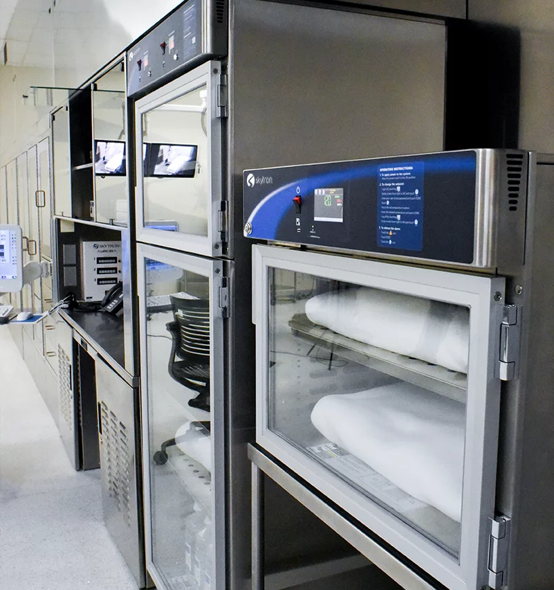 Skytron Warming Cabinet in use in medical setting