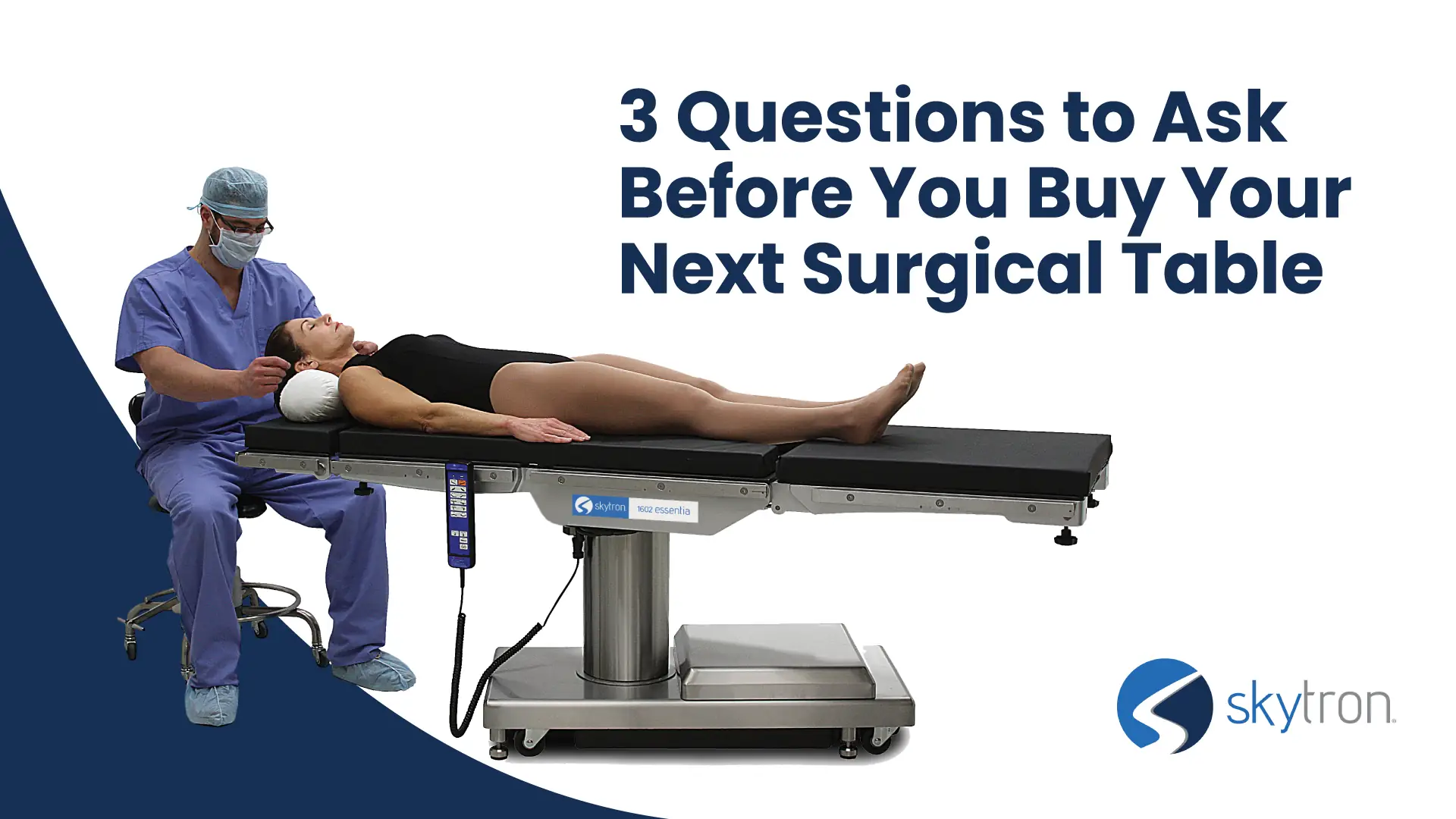 Medical professional sitting, examining woman on surgical table