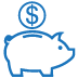 Money into piggy bank icon